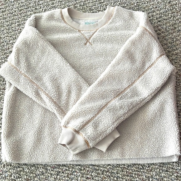 Cream Sherpa Crew Neck Sweater-New Without Tags - Picture 2 of 3